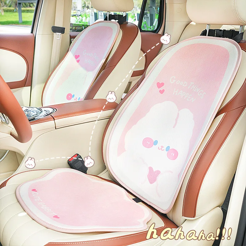 New Cartoon Plush Pink Rabbit Winter Plush Four Seasons Universal Soft Protective Car Seat Cushion Car Interior Ornaments