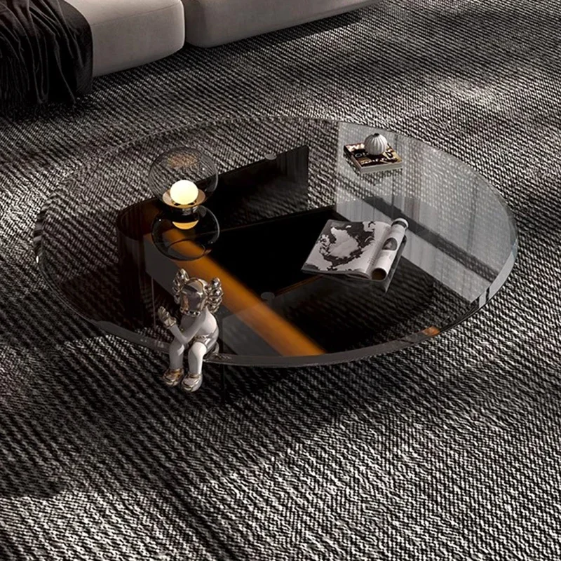 طاولة قهوة فاخرة شفافة لتزيين غرفة النوم وغرفة المعيشة وطاولة جانبية مستديرة وأثاث جناح صالة Meubles المتحركة #2