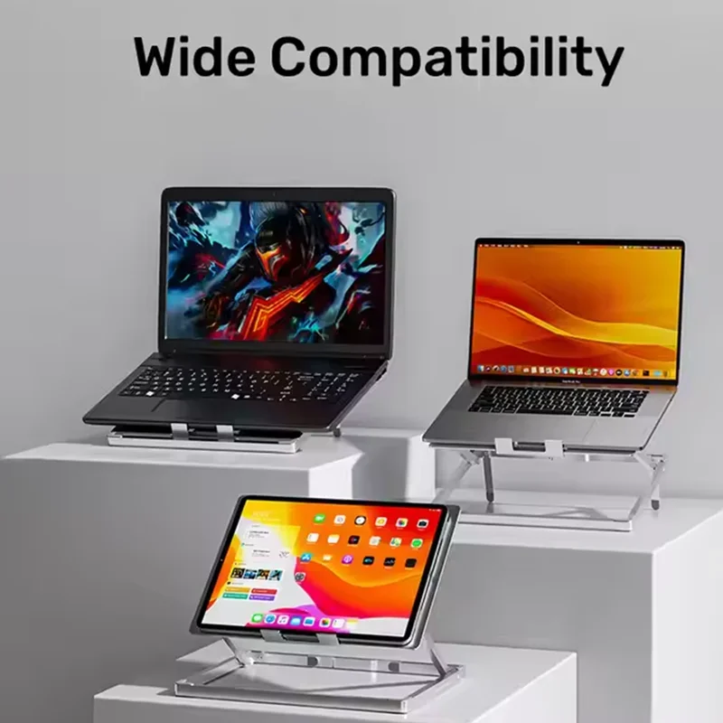 人間工学に基づいた調整可能なラップトップタブレットスタンド,アルミニウム合金,折りたたみ式,ノートブック,MacBook,iPad,11〜17.3インチ