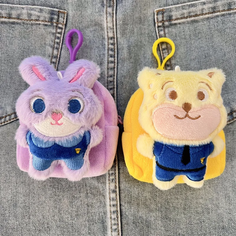 Zootopia-Mini billetera de felpa con llavero, mochila colgante, bolsa de almacenamiento pequeña, bolsa colgante portátil para mujeres y niñas, juguetes de regalo