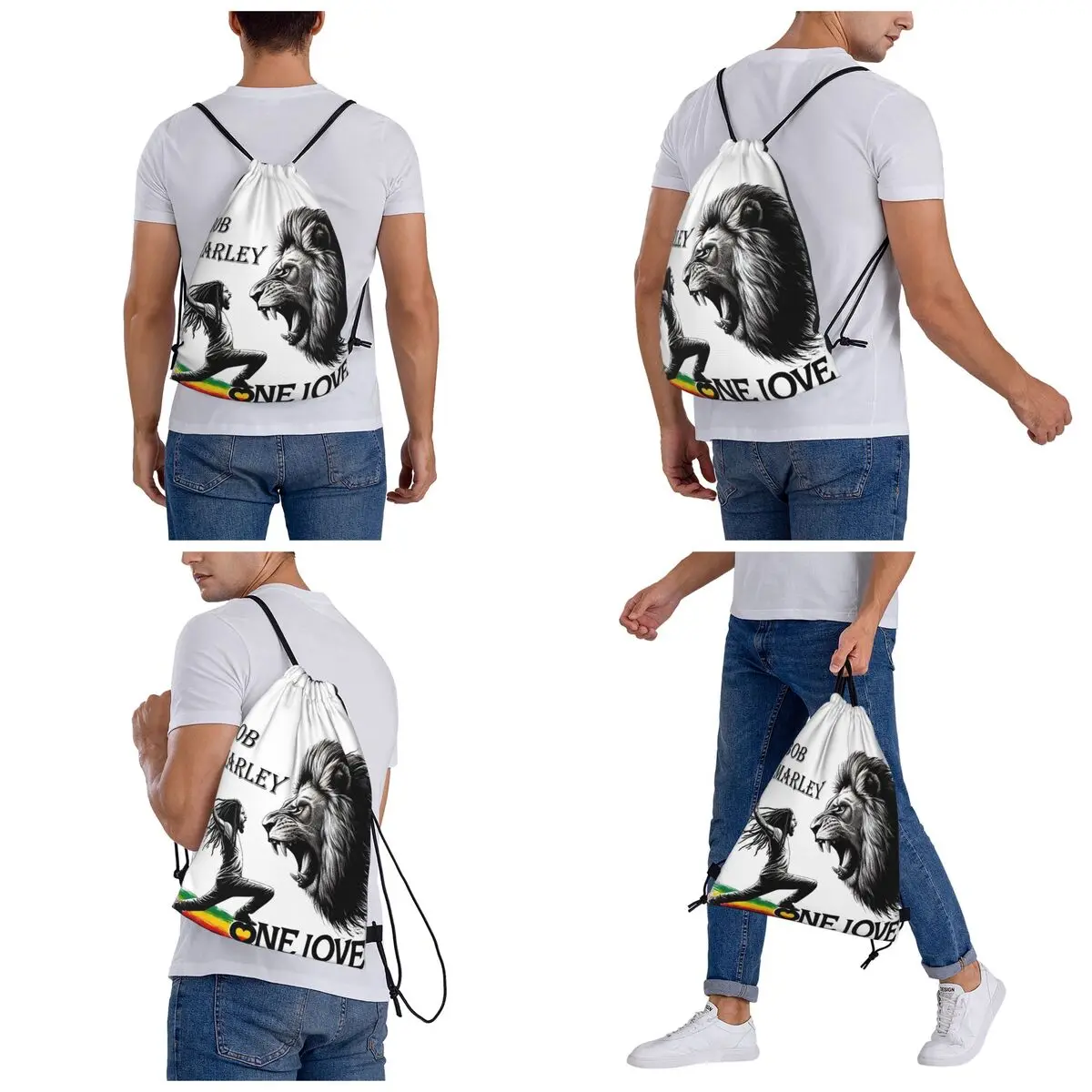 Jamaica Reggae Rock Bob Marley Backpacks Multi-function Drawstring Bags Sports Bag Book Bags for Travel School