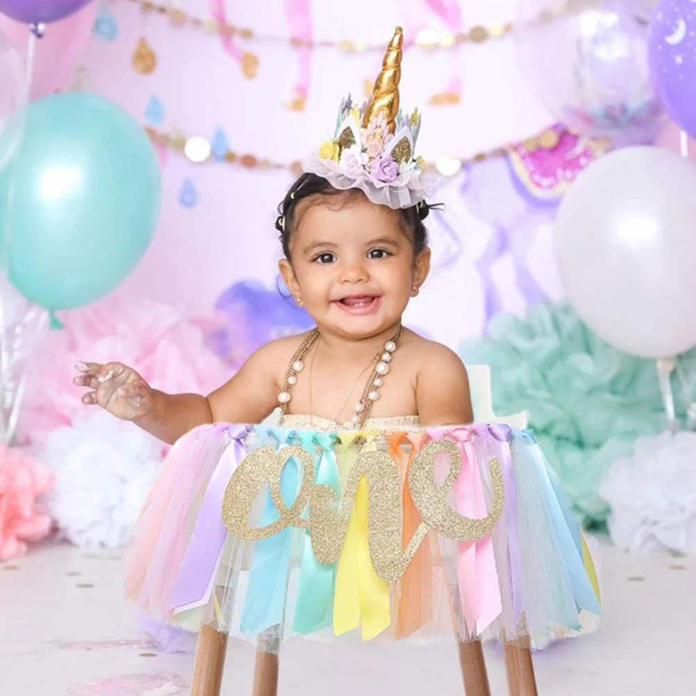 

Rainbow Pull Flag Decorations Cloth Banner Baby Birthday Party Photo Props Highchair Tutu Skirt Infant Celebrations