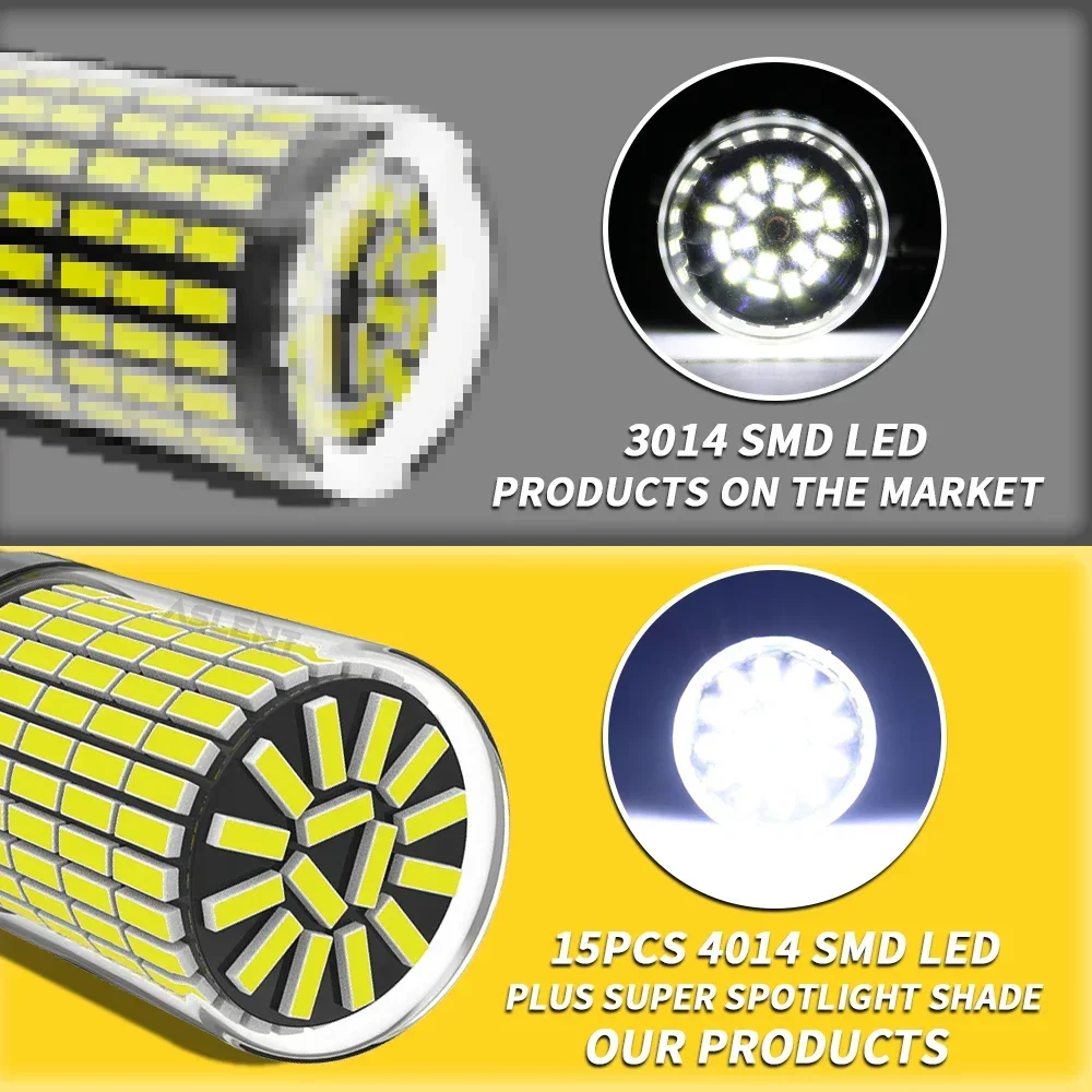 2pcs 4014 150SMD 1156 BA15S P21W BAU15S PY21W 1157 BAY15D P21/5W W21W 7440 7443 3157 Turn Signal Bulb Led Amber Yellow White Red image 4