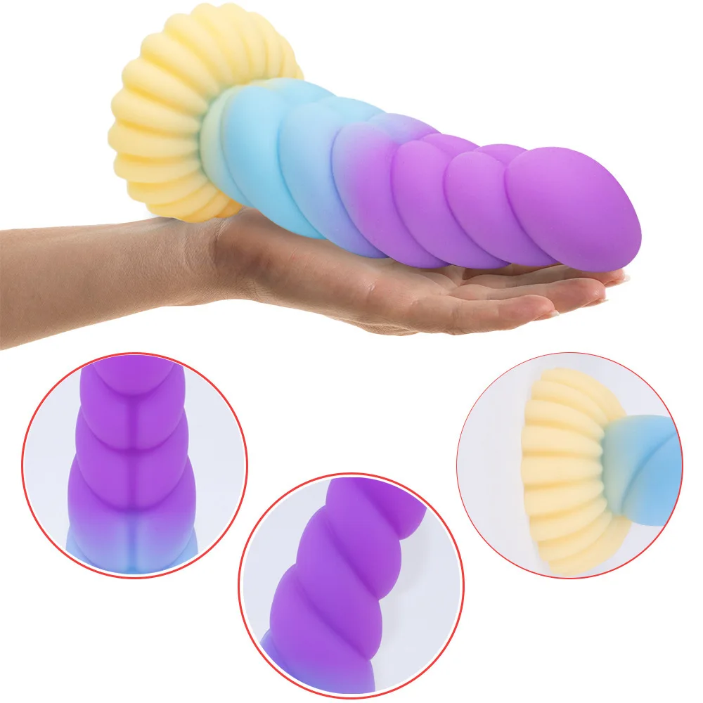 14cm Threaded Dildo with Suction Cup Glow In Dark Colorful Penis for Beginners Female Men Masturbator Beginner Anal Plug Toy