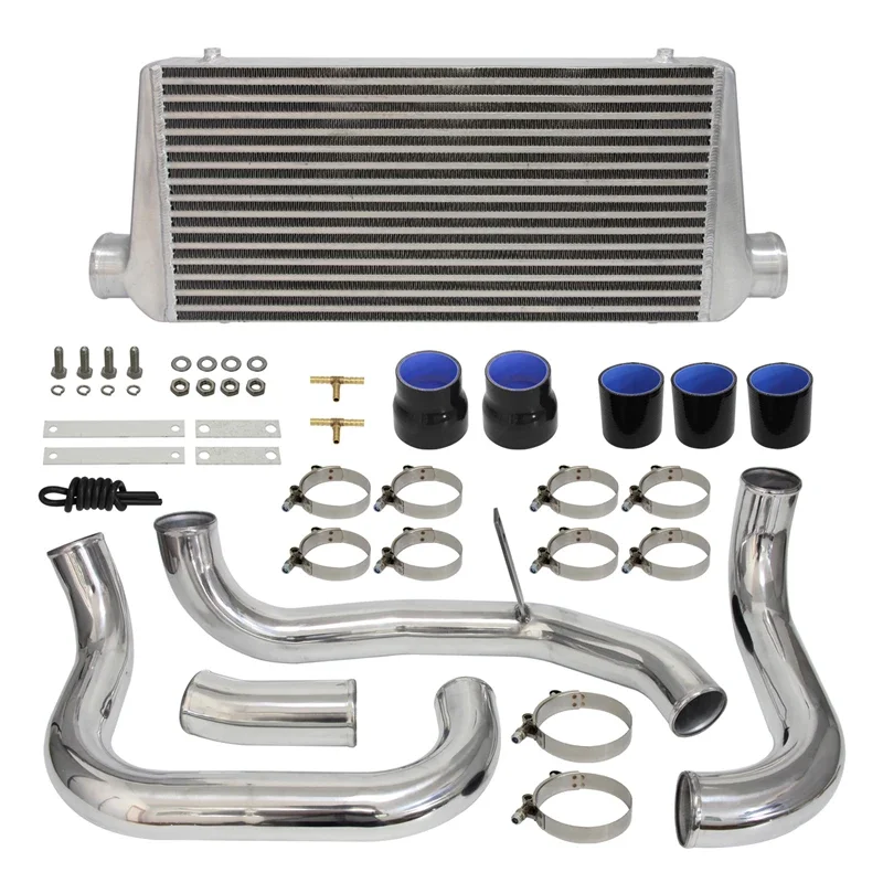 Upgrade Intercooler w/ Aluminum Piping Pipe Kit Fits For Nissan Skyline R32 R33 R34 GTST RB20 RB25DET 93-98 Blue / Black /Red