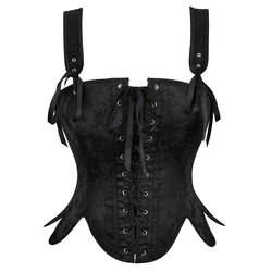 Sexy Corset Tops for Women Lace-up Side Zipper Straps Bustier Lingerie Vintage Gothic Evening dress Overbust Corset Crop Top