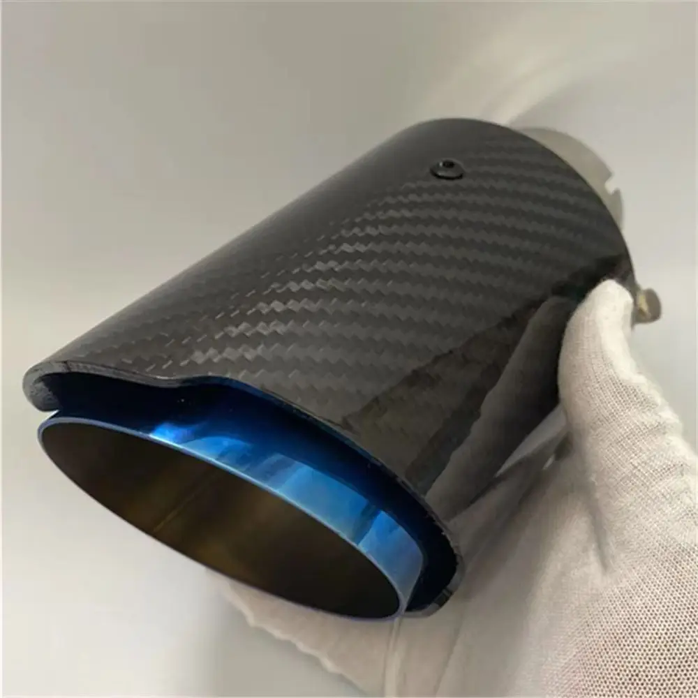 

RONSI 1 шт. универсальный автомобильный хвостовой горло из углеродного волокна из нержавеющей стали, ярко-черный саржевый глянцевый глушитель, наконечник выхлопной насадки, черный