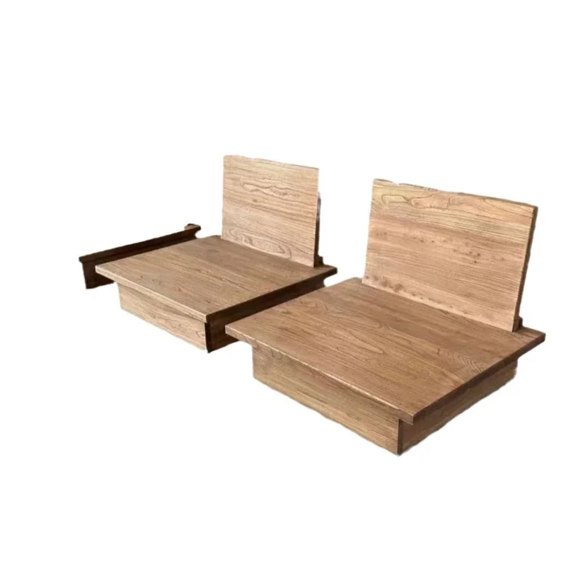 Solid wood tatami wooden board floor wooden sofa log large board super wide old elm backrest sofa chair