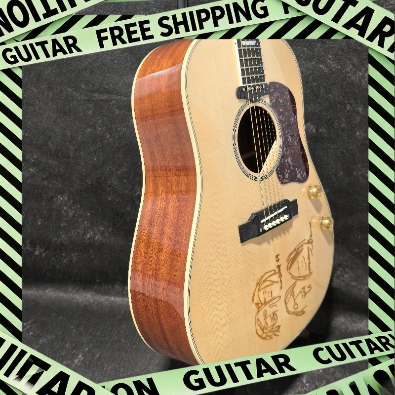 41 Inch J160 Acoustic Guitar D-bucket Spruce Solid Top Rosewood Neck with Pickup Signature Delivery Included New 2026 Beginner