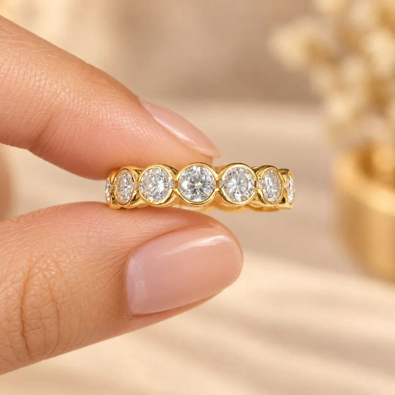 18k Gold Moissanite Diamond Ring For Women, Single Stone 0.3ct Full Diamond A Luxurious Wedding Ring Fine Jewelry Gift