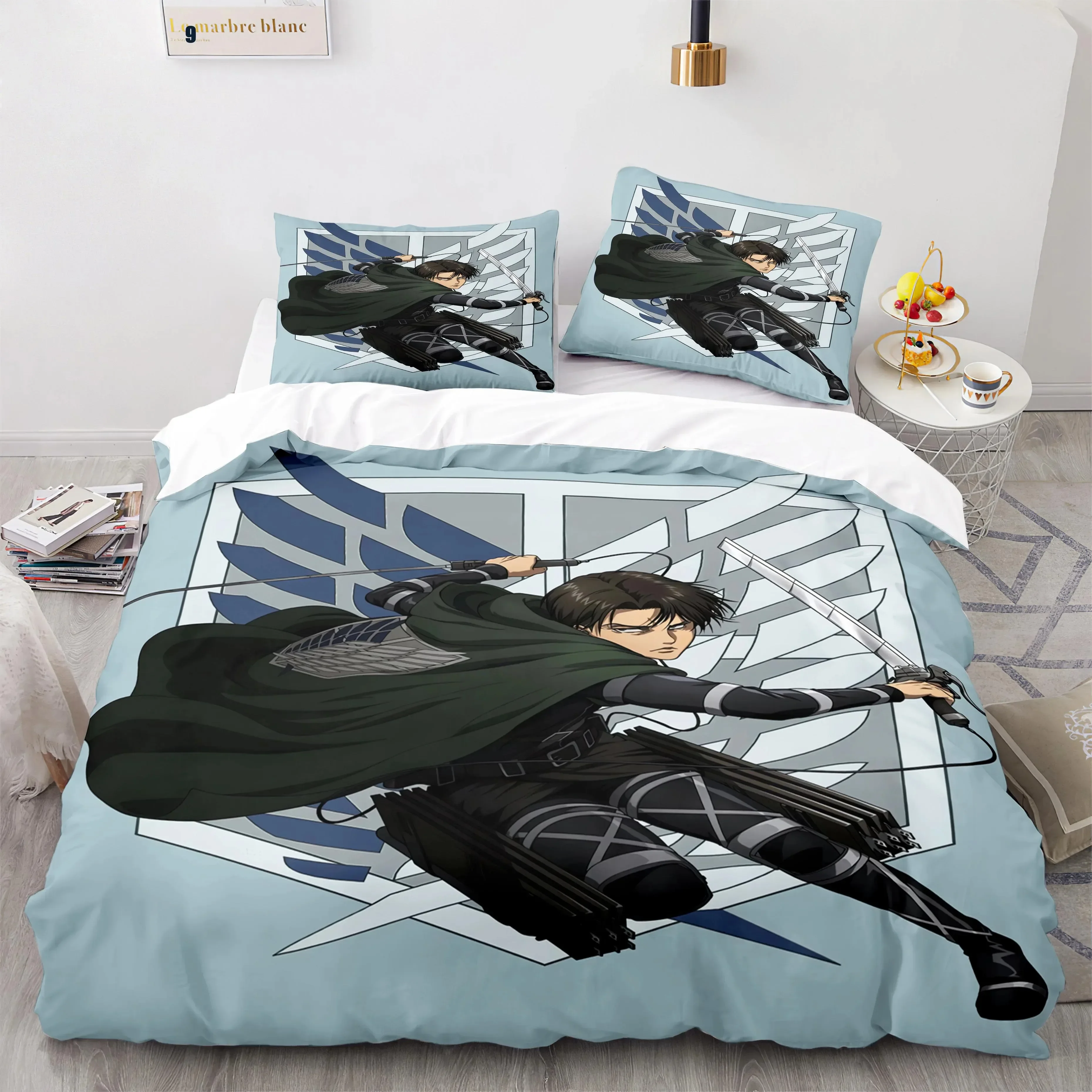 

Anime Attack On Titan Home Textiles Printed Bed Set Duvet Cover Pillowcase Bedding Set Linen Sheet Quilt Cover Queen King Size