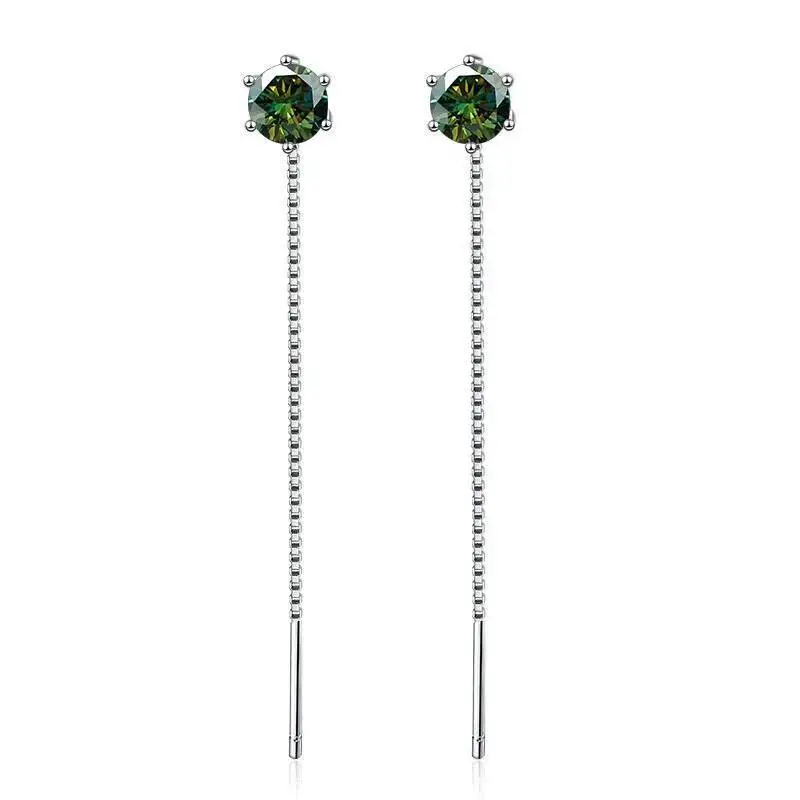 S925 Silber Lange Lineare Hängeohrringe mit Rundschliff D VVS1 Moissanit Sonnenblumen-Design und Pavé-Tenniskette, Edle Schmuckstücke – Detail 12
