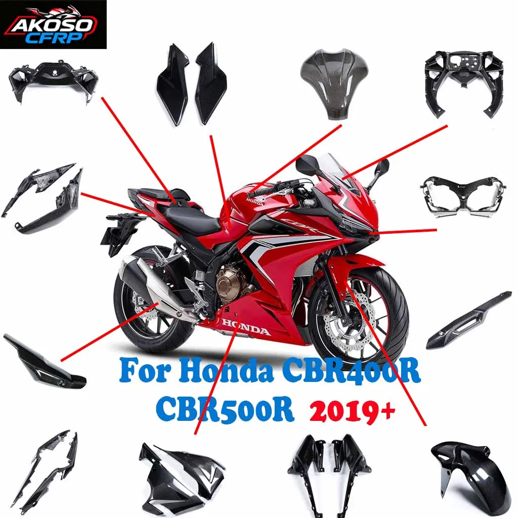 

For Honda CBR400R CBR500R 2019-2022 Motorcycle Fairing Carbon Fiber Fender Fuel Tank Cover Side Panels Exhaust Guard Accessories