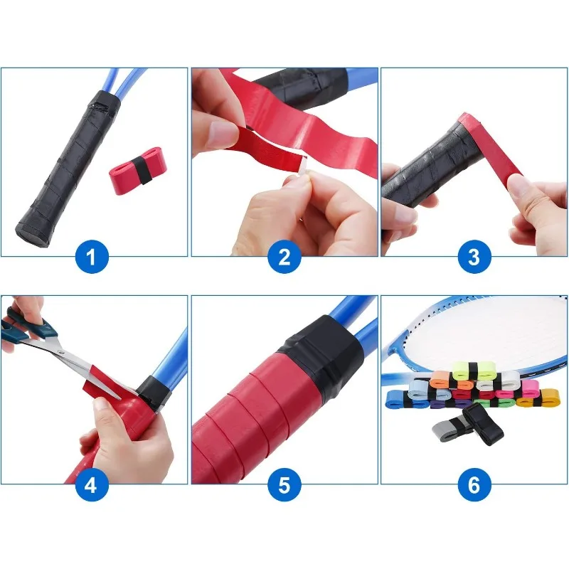 12 ชิ้นไม้เทนนิสแบดมินตันแร็กเก็ตเทป Overgrips สําหรับ Anti-SLIP และดูดซับเหงื่อ Grip