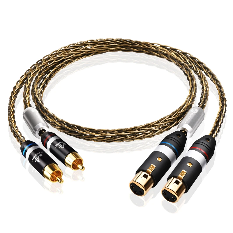 ATAUDIO HiFi RCAt do XLR dla wzmacniacza Audio kabel Hi-end oc Siver-platerowany 3Pin XLR żeński do RCA męski kabel wzmacniacz Audio hi-fi