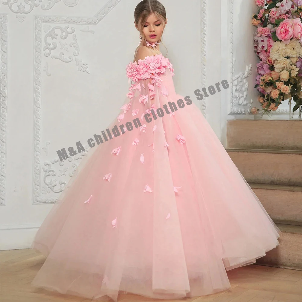 New Pageant Bridesmaid Princess Dress For Girls Children Costume Long Wedding Dresses Flower Girl Dress Voile Prom Gown Elegant