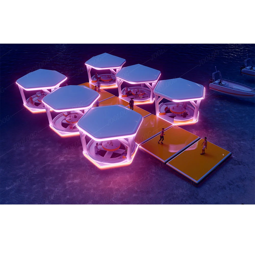 

Factory Wholesale Price High Quality Nice Inflatable Island With Platform And 6 Pieces Tent