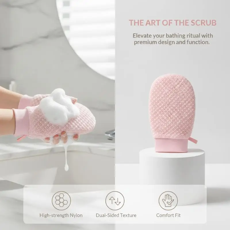 Doppelseitige Peeling-Duschhandschuhe mit Massage-Textur, schmerzfreier Körperpeeling-Handschuh, sanfte Tiefenreinigung, Bade-Scrubber – Detail 11