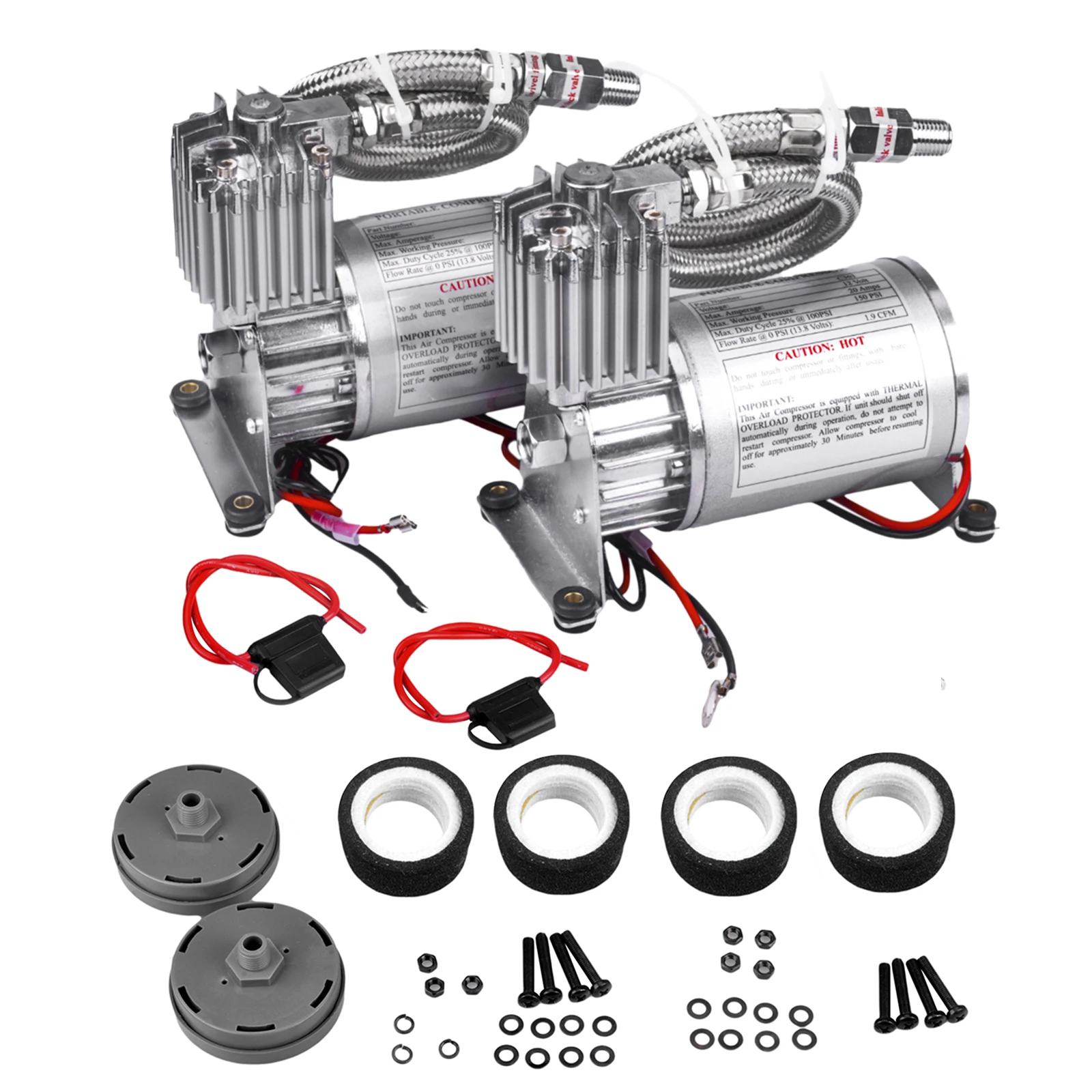 

2pcs/lot 12 Volt 150PSI Air Compressor Suspension with Air Horn for Truck Train Boat, air Horn Compressor