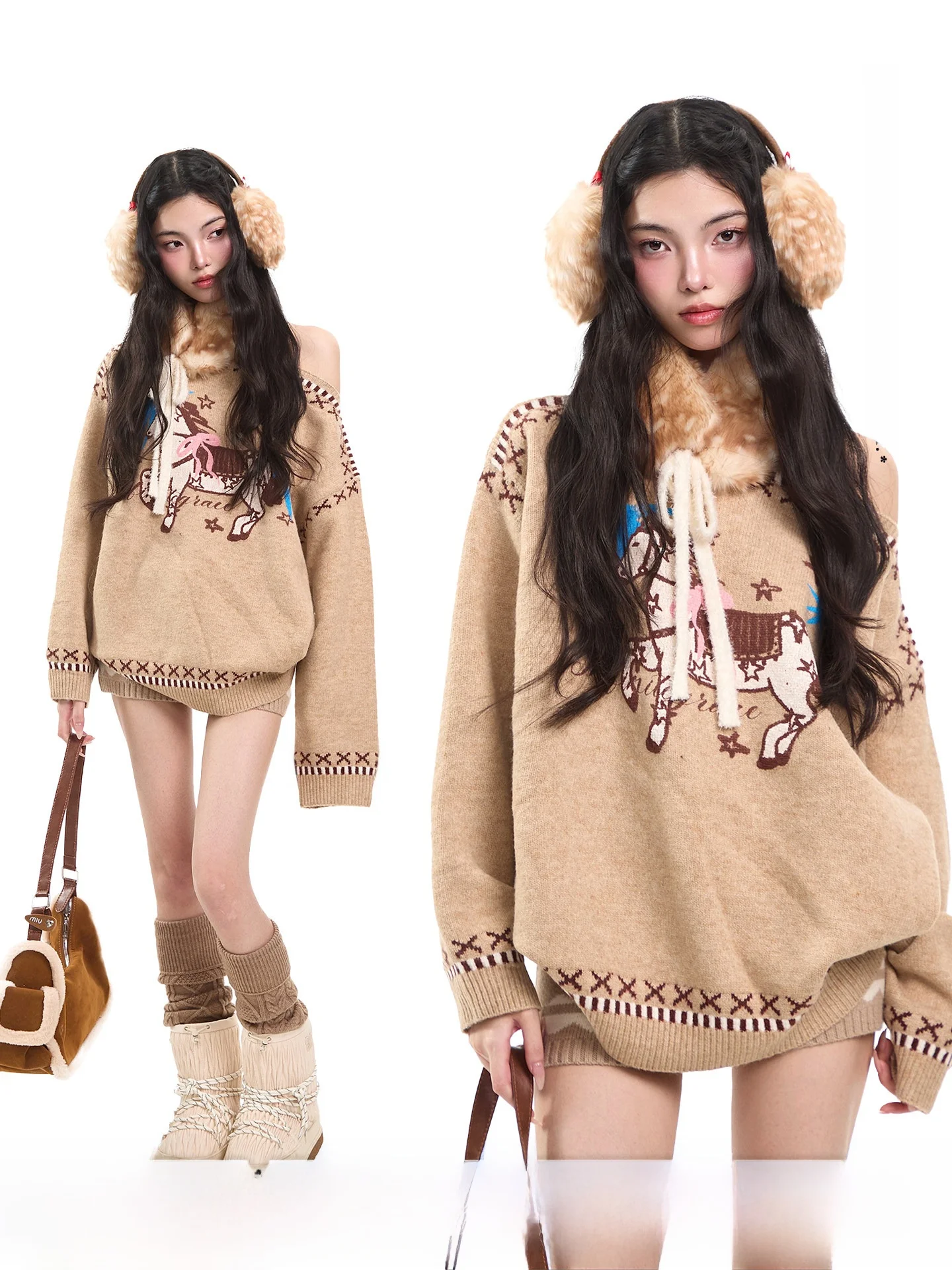 

Свободный вязаный свитер в стиле Fair Isle, осенне-зимний, для женщин и девушек, унисекс, модный, повседневный