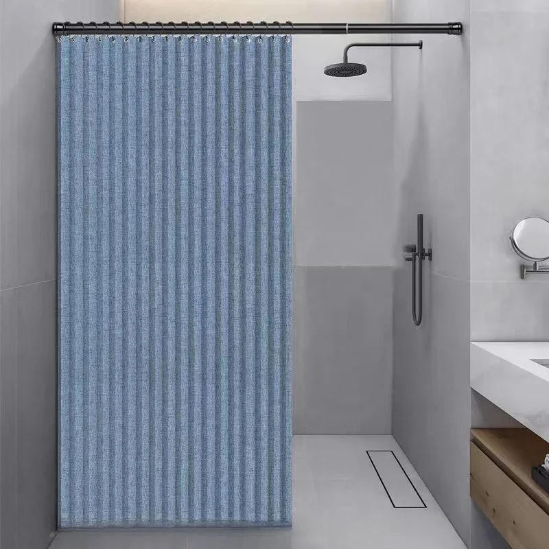 Folding Shower Curtain Telescopic Rod with Double-sided Magnetic Suction Toilet Cover Curtain,Without Water Barrier