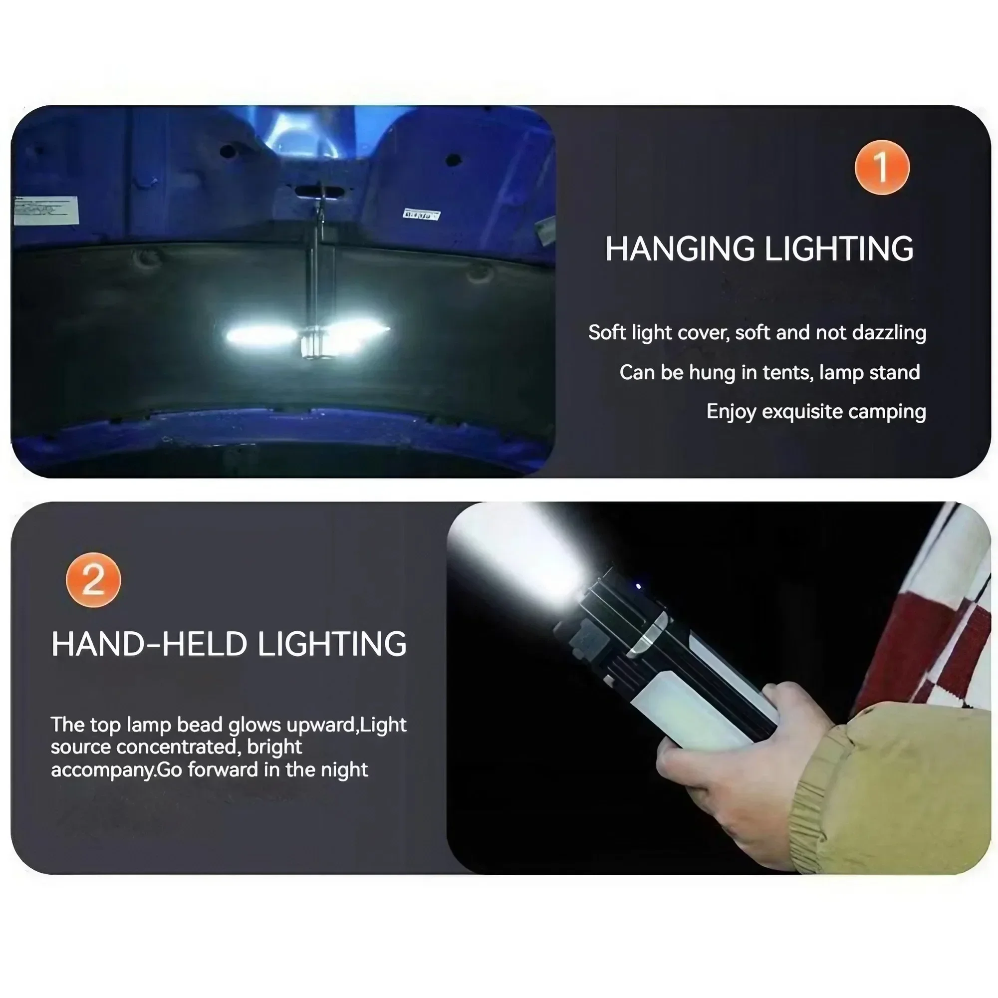 Large Capacity Portable Folding Camping Light, Magnetic with Strong Light Flashlight for Outdoor Emergency, Home Decoration, Etc