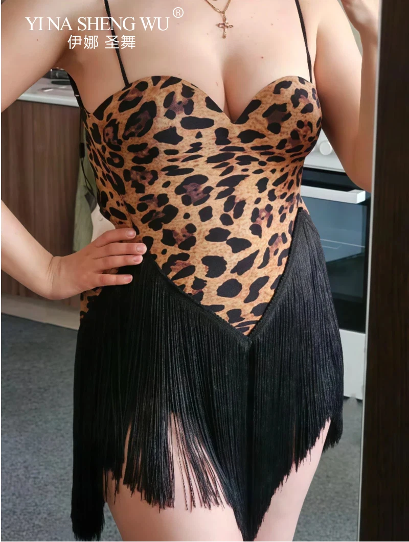Female Sexy Open Back Tassel Latin Dance Outfit Adult Ladies Fringe Stage Performance Costume Cha Cha Samba Cami Dance Dress