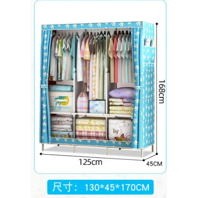 간단한 천 옷장 강철 튜브 조립 옷장 침실 단일 접이식 스토리지 옷장 기숙사 교수형 스토리지 캐비닛