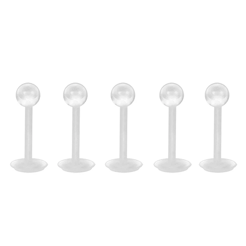 10pcs Clear Acrylic Lip Stud Piercing Labret Ring Set
