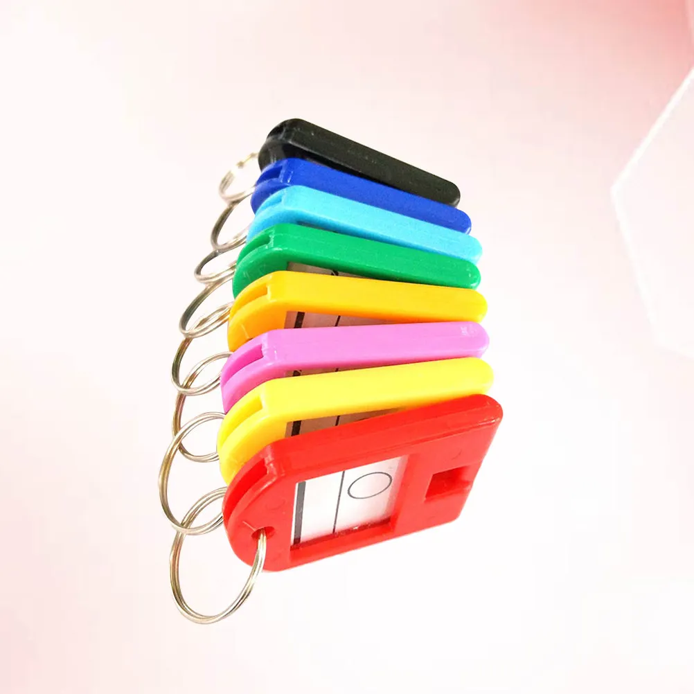 50Pcs Plastic Key Tags with Metal Split Rings Multi Color Transparent Label Cards High Temp Corrosion Resistant for Keys Luggage
