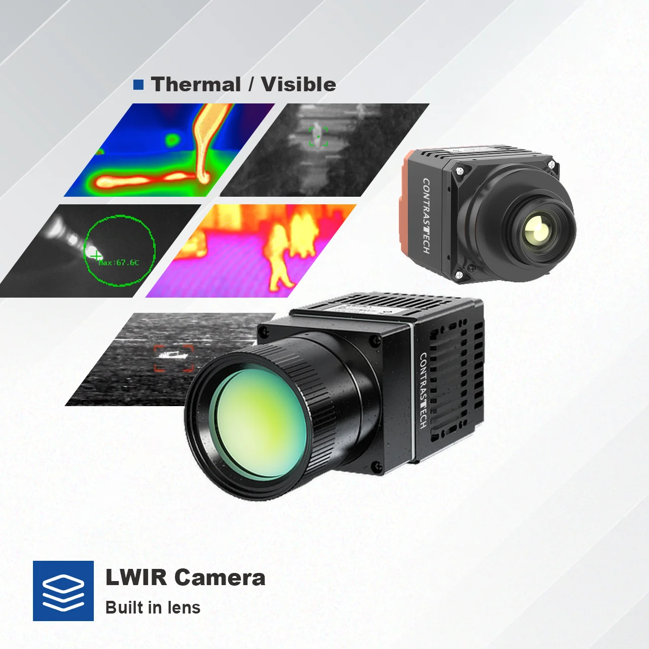 Professional SDK for Linux 640 X 512 17um POE GigE Ethernet Uncooled Industrial Thermal Box Camera 50fps Temperature Measurement
