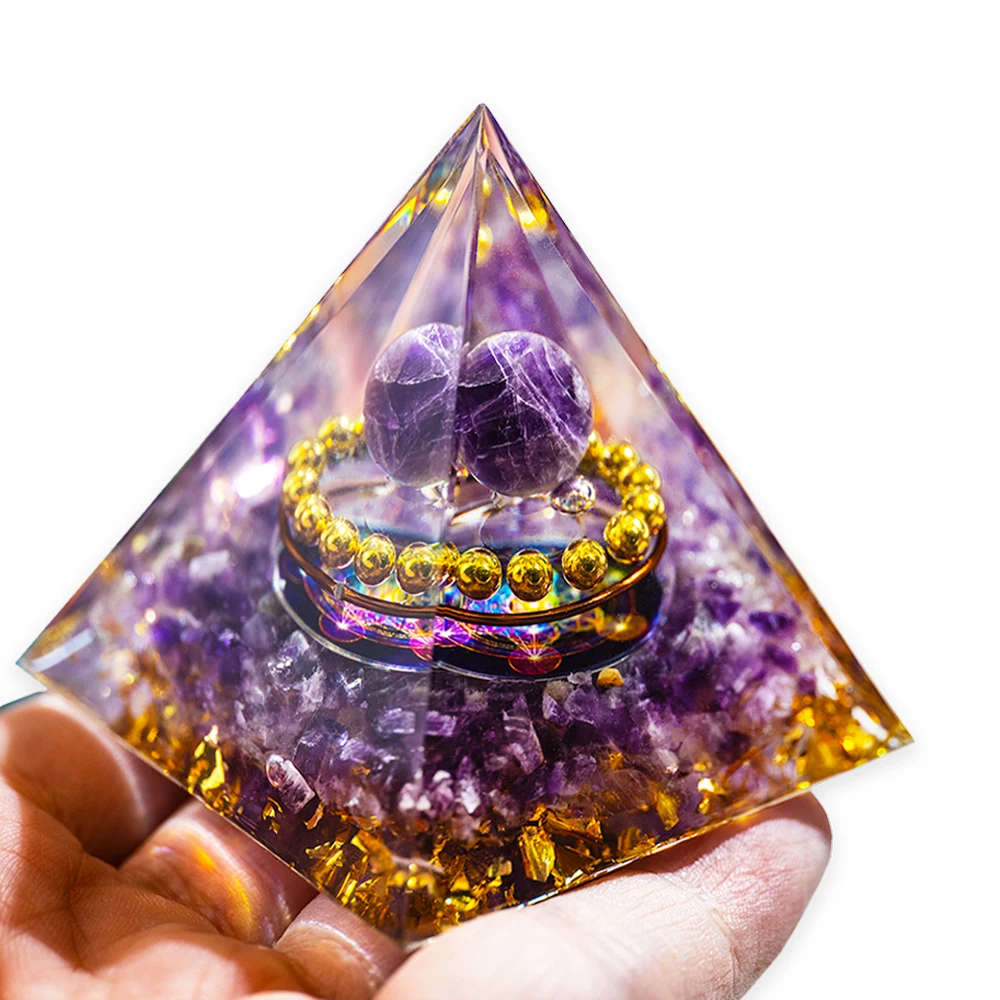 Natural ore resin pyramid Crystal Reiki Healing Feng Shui Divination table piece crystal stone tower decorative gift - Image 4