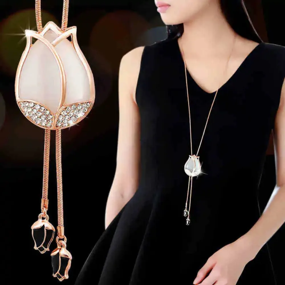 Free Shipping! Fashion Elegant Sweater Chain Long Crystal Snow Pendant Water Drop Accessories  Decoration Necklace Jewelry