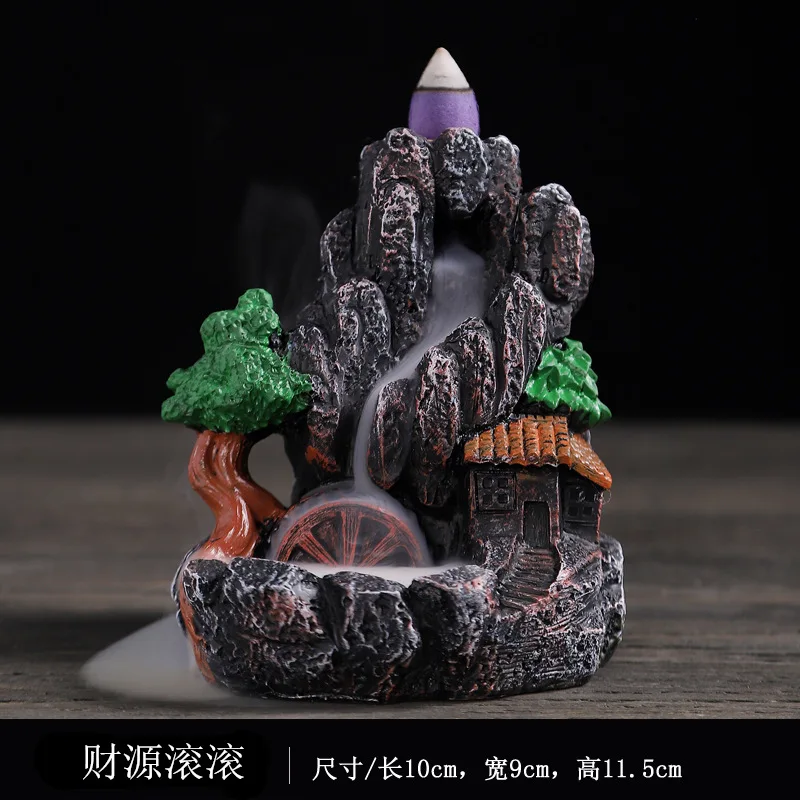 Resin Backflow Mini Incense Sandalwood Agarwood Aromatherapy Burner Small Bridge and Flowing Water H