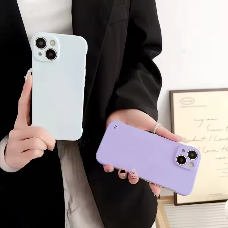 Luxury Candy Color Half-Wrapped Phone Case For iPhone 16 15 14 13 12 11 Pro Max Plus Mini Matte Hard Back Cover Borderless Shell