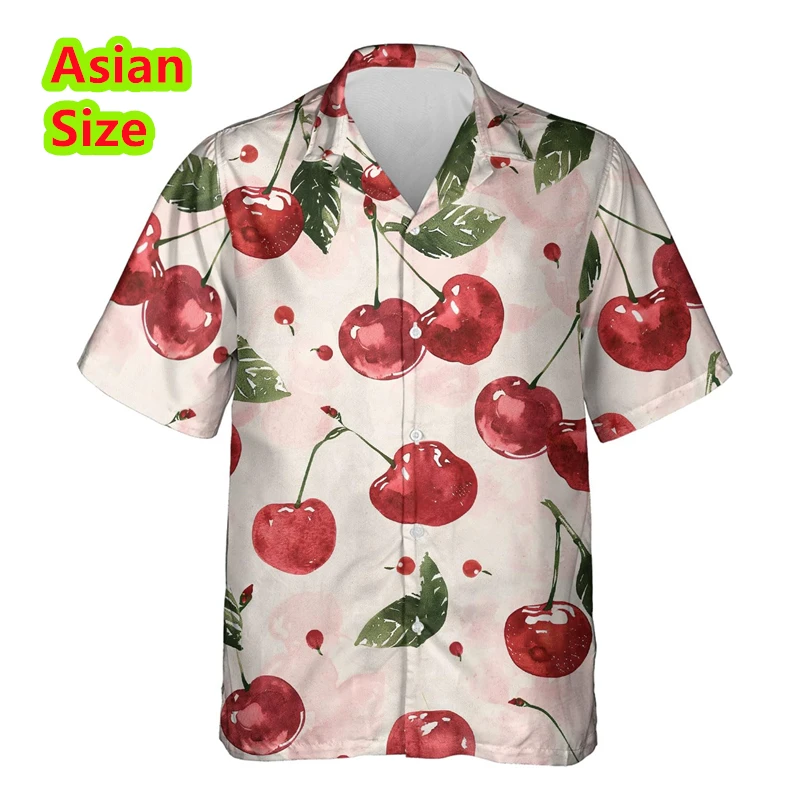 

Funny Strawberry Cucumber 3D Print Mens Shirts Clothes Female Fruit Beach Shirt Pineapple Watermelon Short Sleeve Tops Clothes