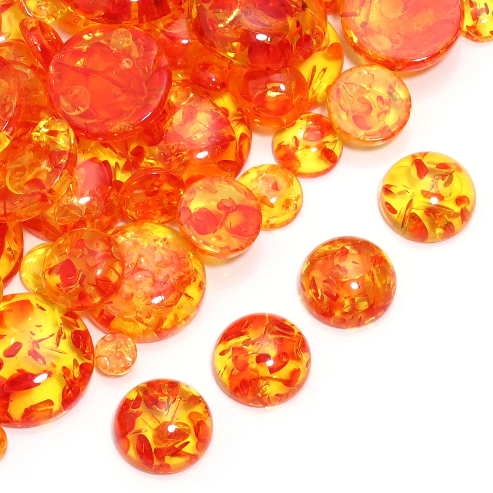 20pcs/lot 6/8/10/12/14/16/18/20mm Amber Resin Round Cabochons For Jewelry Making DIY Necklace Bracelet Pendant Accessories