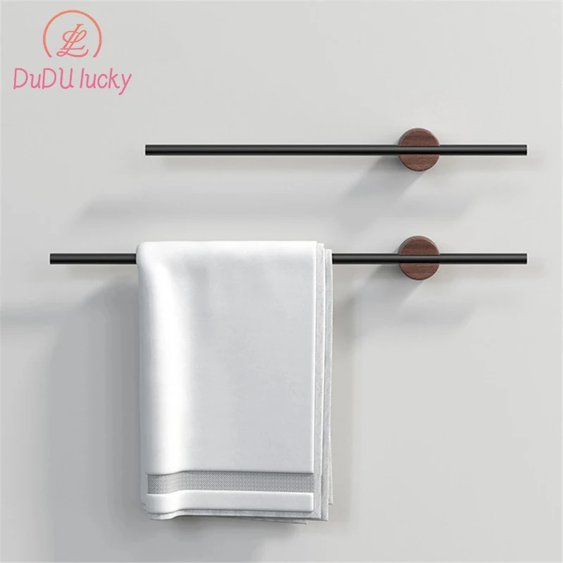 

Minimalist Walnut Towel Rack, Bathroom Towel Rack, Sliding Single Rod, No-Punch, Solid Wood Racks,40cm, 50cm