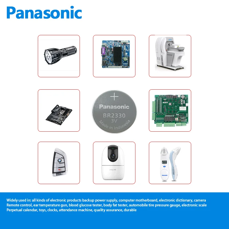 1pcs Panasonic BR2330 3V botão celular bateria CR2330 ECR2330 2330 carro controle remoto LED Flash Card instalado moedas baterias