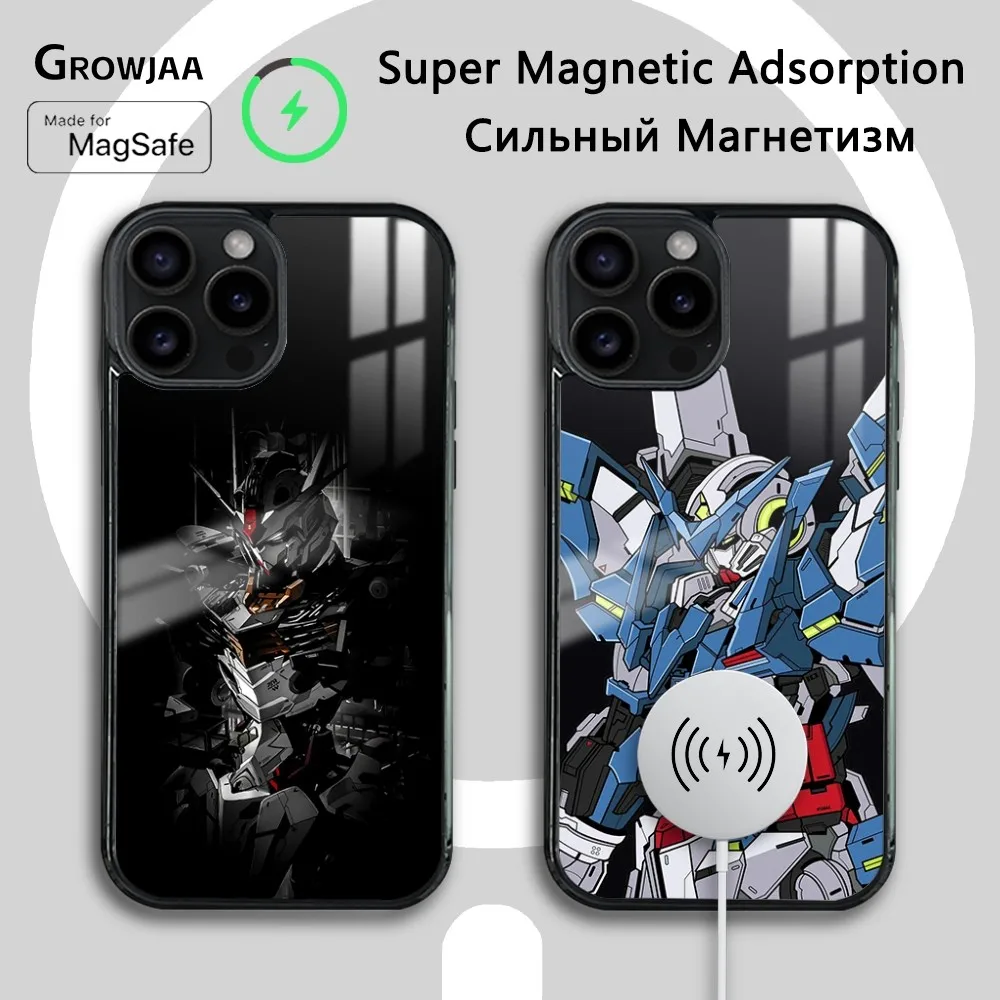 Anime G-Gundam Robot Phone Case For iPhone 16 15 14 13 12 11 Pro Max Plus Mini Magsafe Mirror Wireless Magnetic Cover