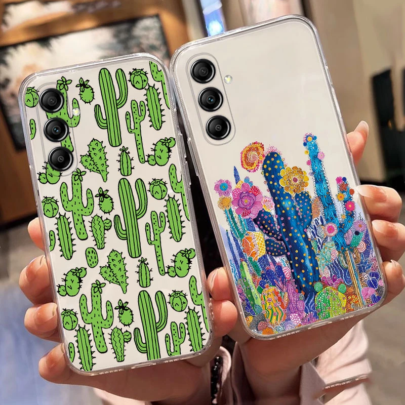 For Samsung Galaxy A56 A17 A07 A13 A14 A15 A25 A34 A35 A36 A54 A55 A06 A04S A24 Luxury Flower Plants Silicone Clear Phone Case