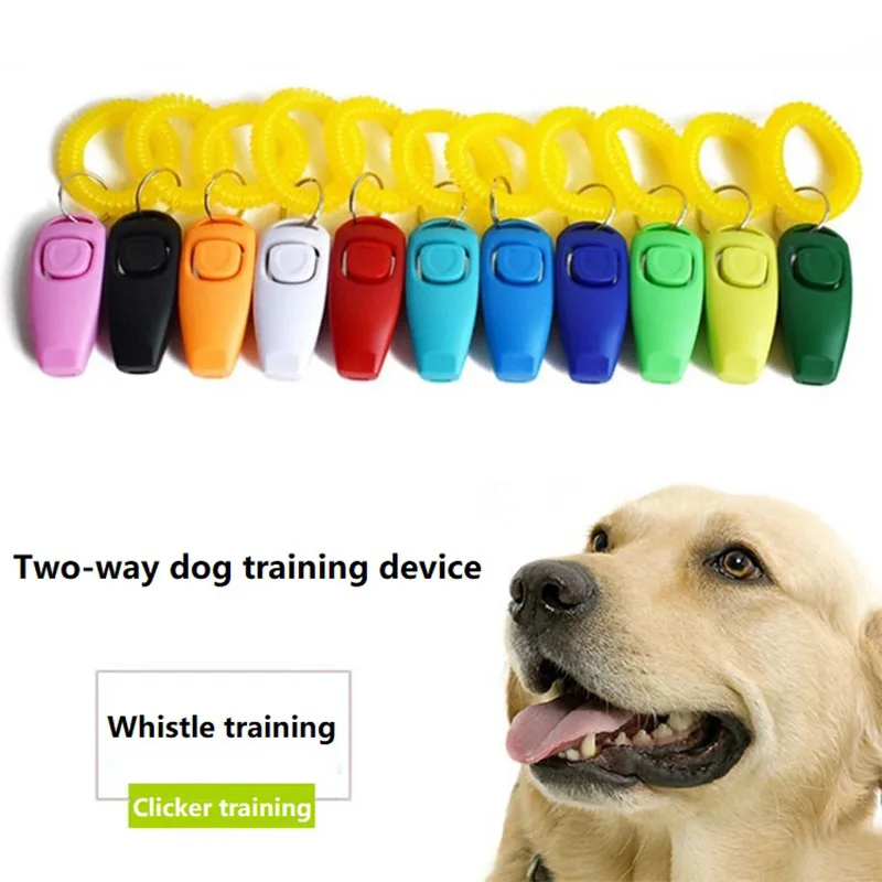 2 in 1  Training Clicker Pet Clicker Dog Clicker Training Whistle Answer Card Pet Dog Trainer Assistive Key GXLYP04