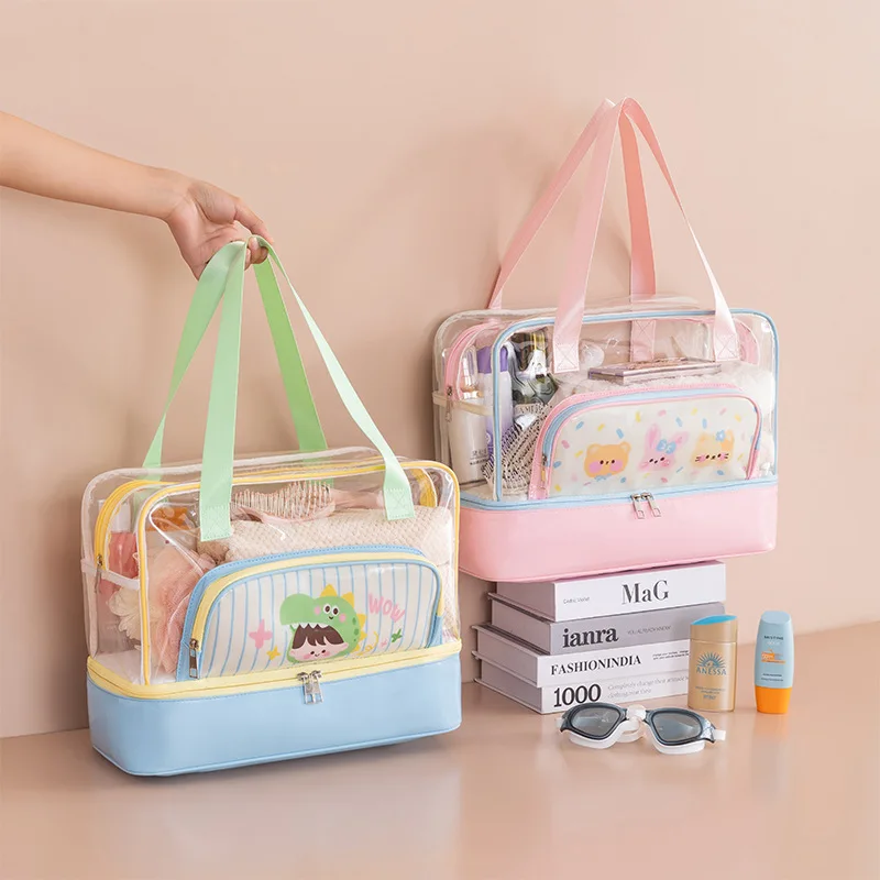 

Large Capacity Waterproof Swim Tote Bag Dry Wet Separated Cartoon Transparent Hand Bag For Swimming Yoga Outdoor Vacation