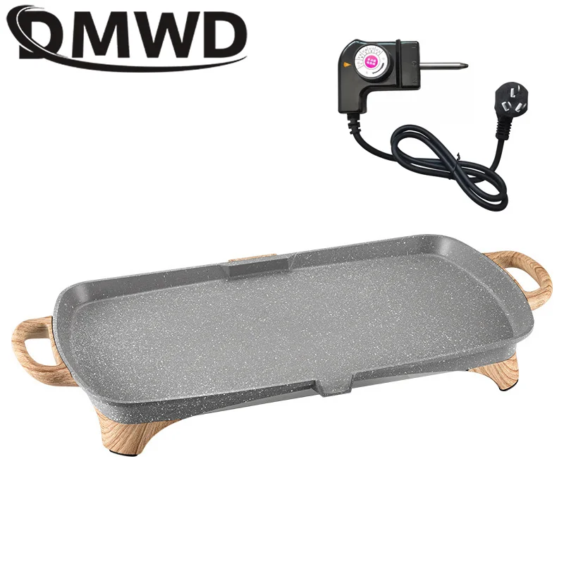 DMWD Household Electric Barbecue Grill Korean smokeless Baking Machine Non-stick coating Teppanyaki Plate Steak Roaster Picnic