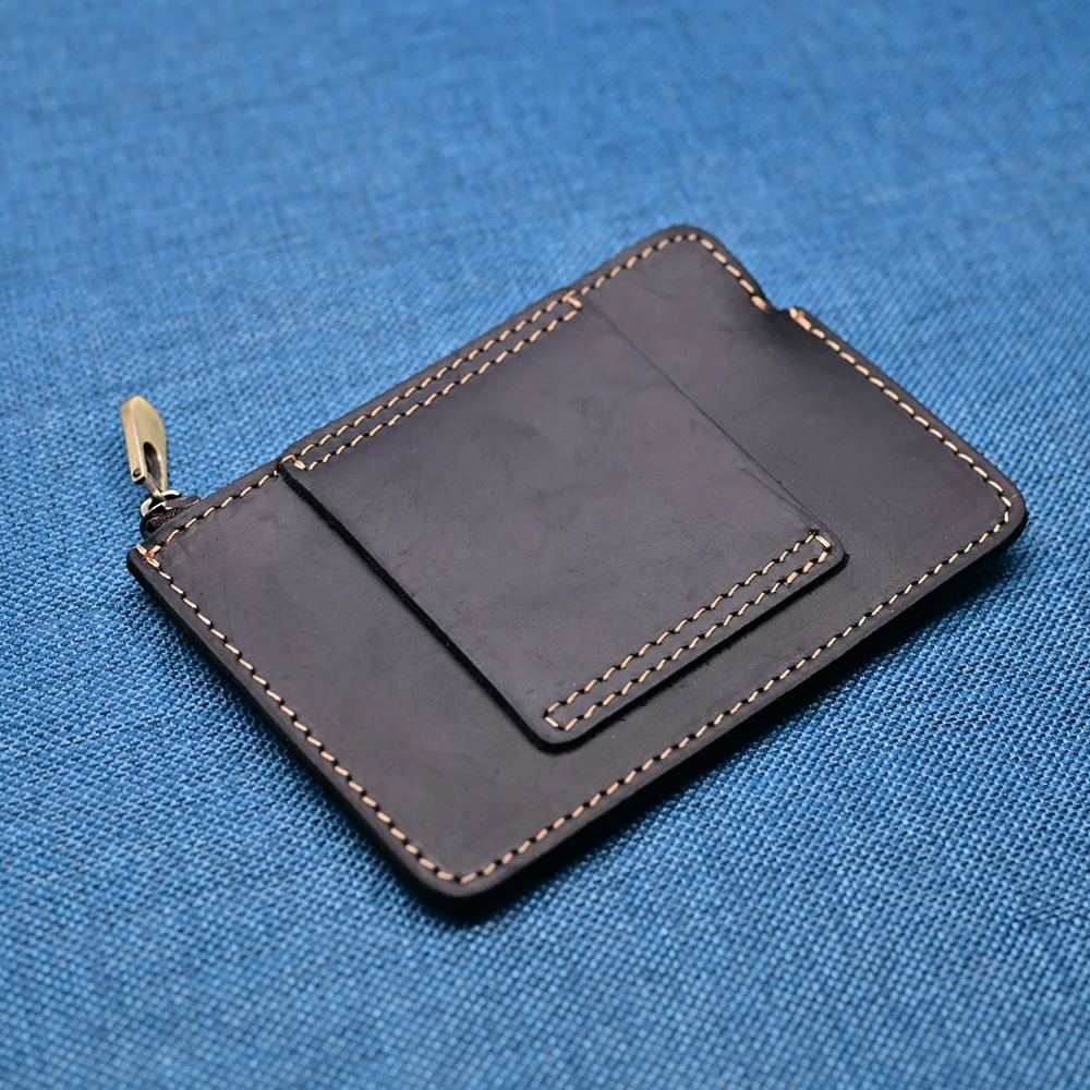 Kleine Designer-Gürteltaschen aus schwarzem Leder für Karten und Münzfach, Rindsleder-Taillengürteltasche für Herren, Beutel, Schutzhülle – Detail 4