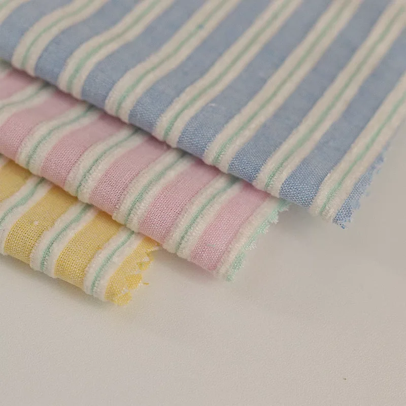 

Cotton Polyester Chenille Striped Fabric Pink Blue Yellow Tablecloth Curtains Pillows Bedding Bag Fabric