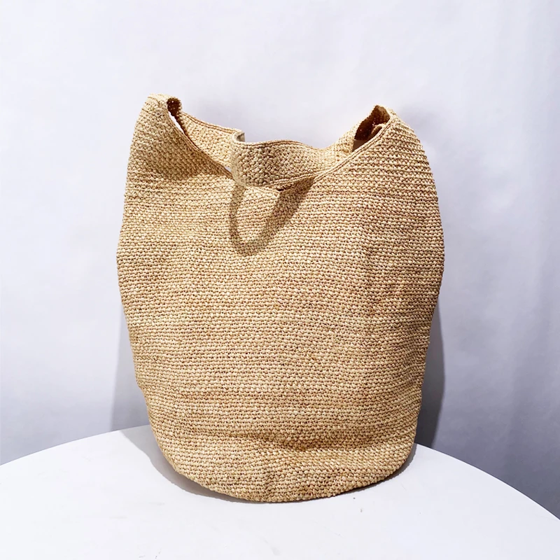 Straw Beach Bags For Women Luxury Designer Handbags And Purses 2024 New In Casual Handmade Weave Large Capacity Bucket  Shoulder