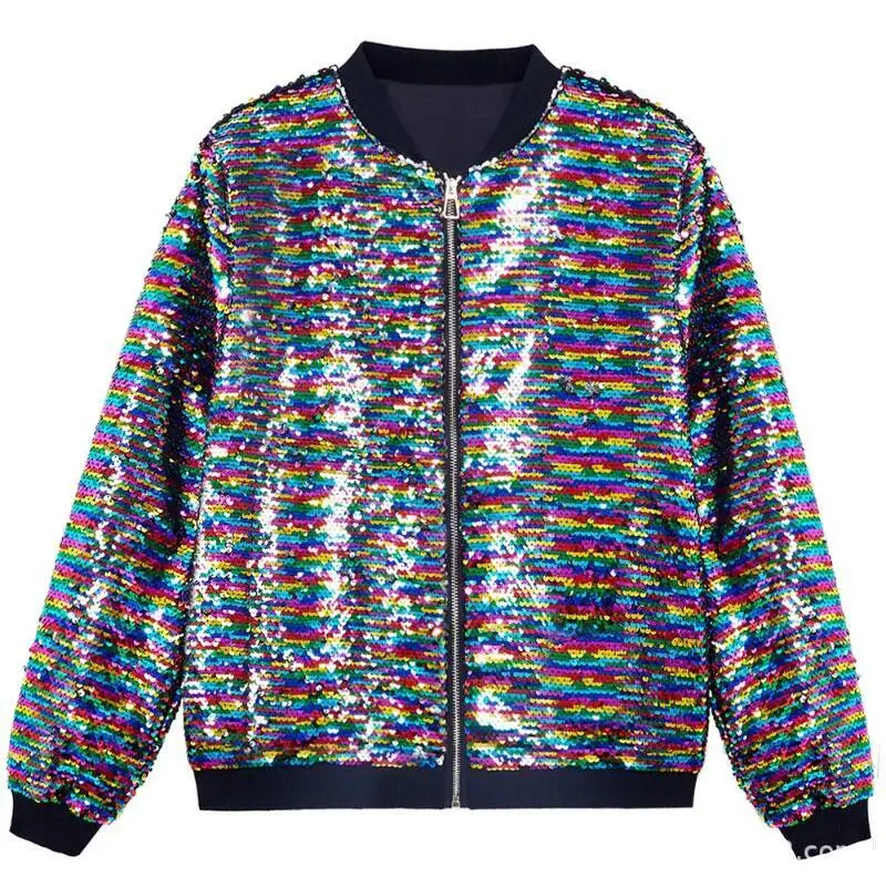 2025 New Over Sequin Jackets For Men,Fashion Carnival Party Flip Gold And Silverjacket Coat /Baseball Jersey,Large Eur Size