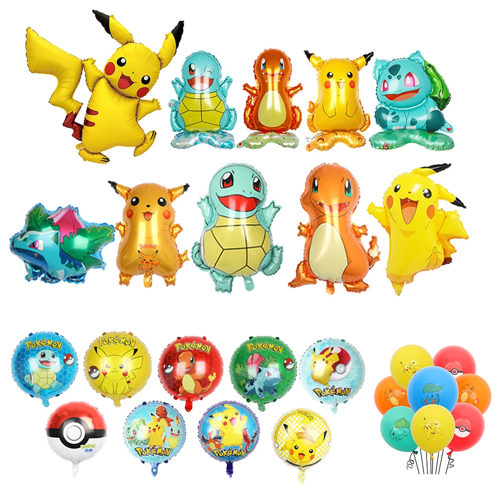 Pokemon balloon Pikachu theme party balloon Pikachu small Fire dragon Fairy Turtle  frog grass foil balloon child birthday gift