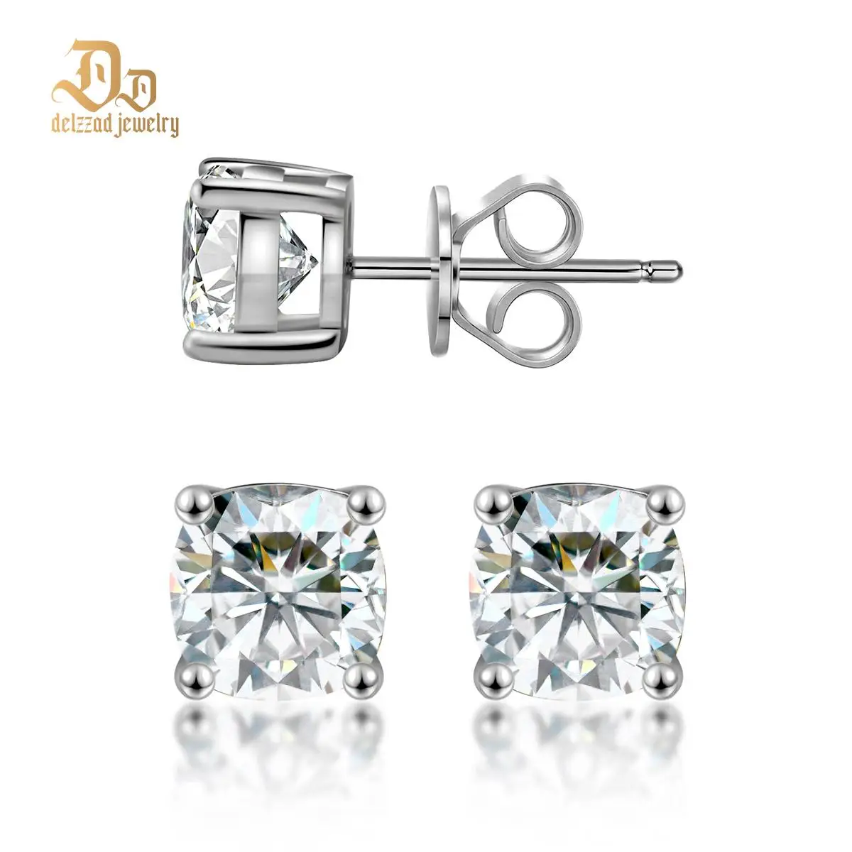 

Delzzad 100% S925 Sterling Silver Wedding Party Earrings for Women 0.35/2 Carat Moissanite Premium Sparkle Fine Jewelry Gifts